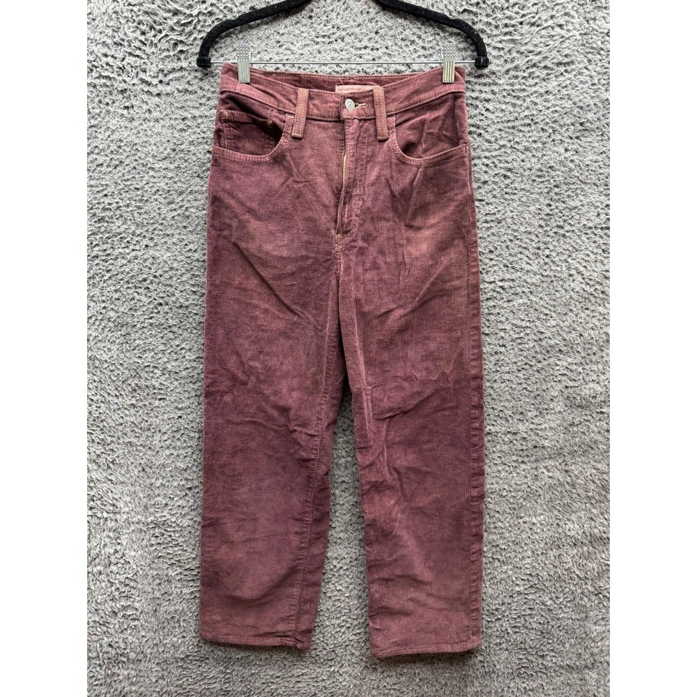 Levi's Ribcage Straight Ankle Corduroy Pants Maroon‎ Womens Size 27 x 27